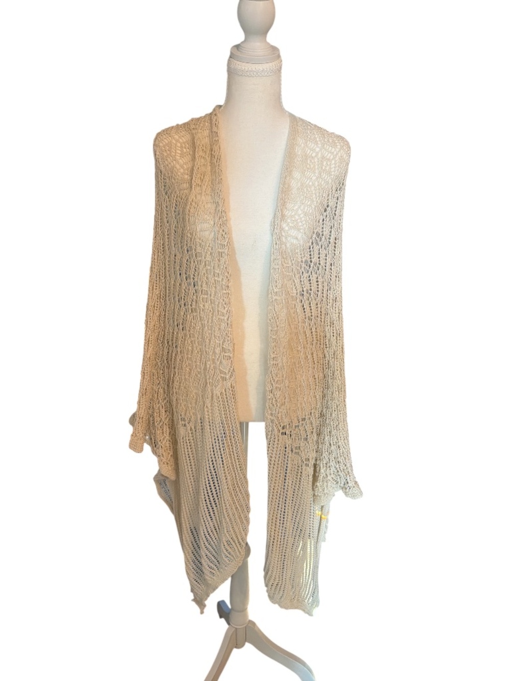 Torrid Cream Boho Crochet Kimono Cardigan O/S